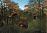 Henri Rousseau Monkeys in the Jungle painting